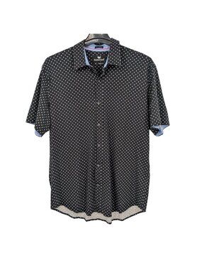 Buttercloth Micro‎ Dot Knit Stretch Button Up Shirt Modern Comfort Retro Size XL